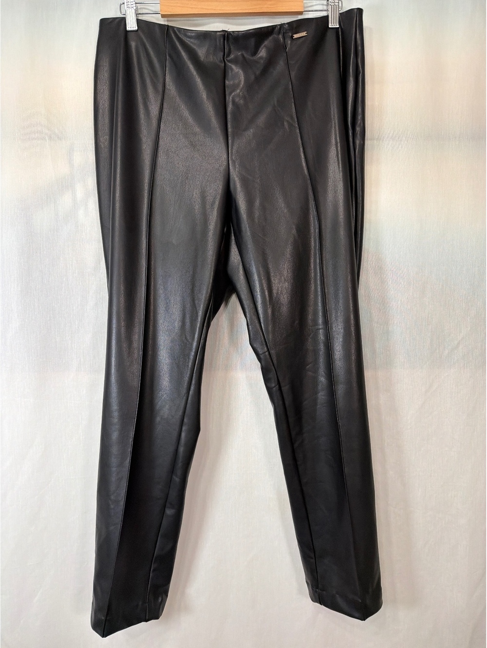 Anne Klein Black Faux Leather Pants Women's Size XL